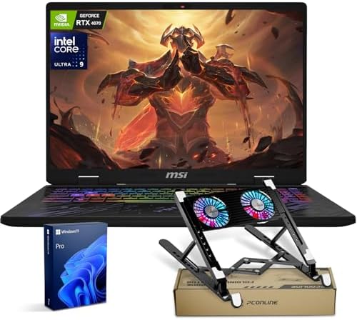 MSI Pulse 16 AI Pro Gaming Laptop, 16″ WQXGA 2560 * 1600 240Hz, Intel Ultra 9 185H, NVIDIA GeForce RTX 4070, 64GB DDR5, 1TB SSD, RGB Backlit, Wi-Fi 6, Bundle wtih PCO Notebook Fold Radiator